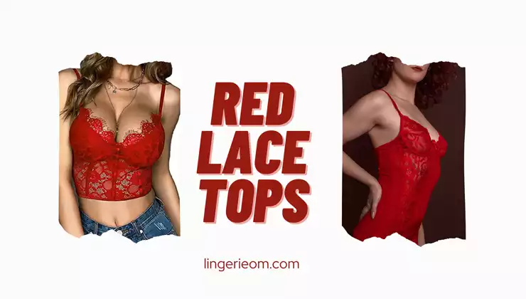 Red lace bralette tops